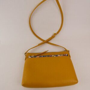 Talbots Womens Purse Yellow Crossbody Floral Wallet 100% Leather & Floral Wallet